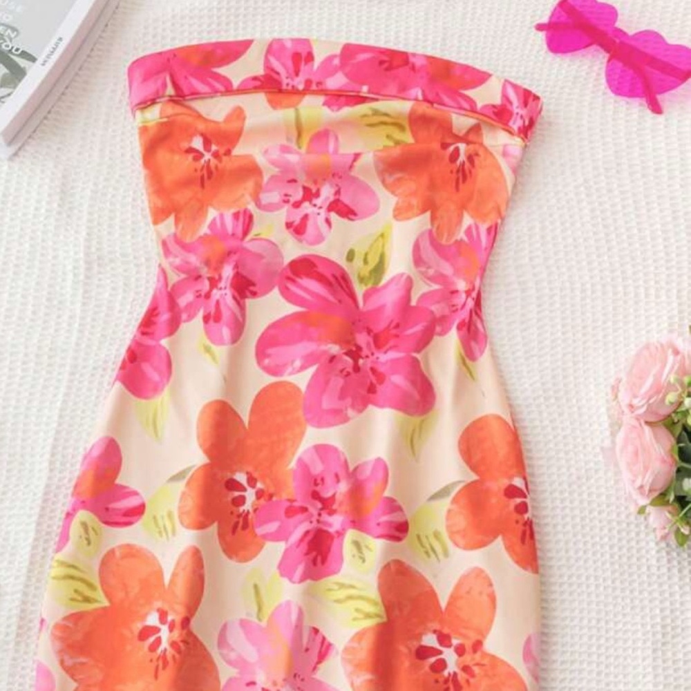 Floral Strapless Dress